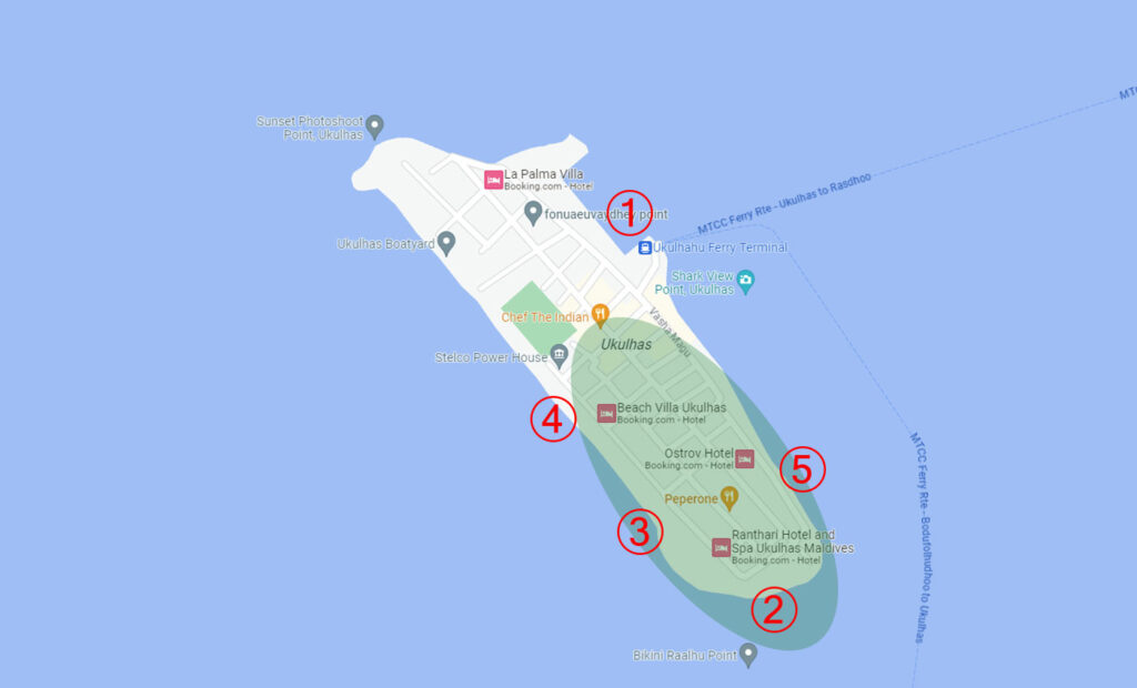 Cartina di Ukulhas, Maldive