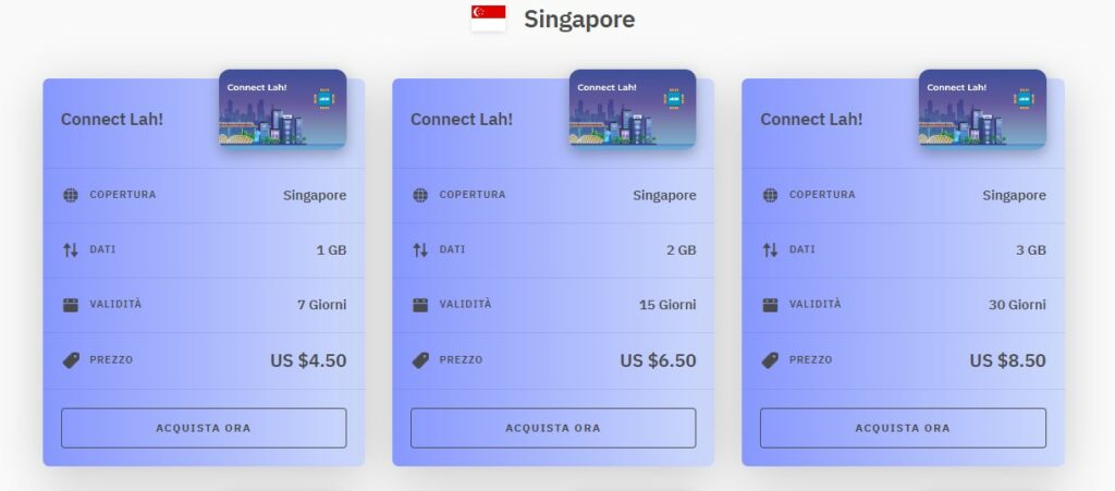 SIM internet per viaggio a Singapore